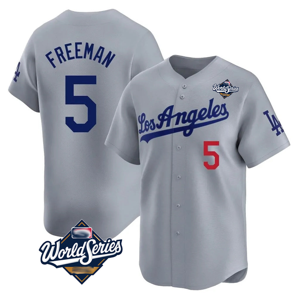 MATTH LA.Dodgers #5 Freddie Freeman Player Gray World Series Limited Home Stitched Jerseys