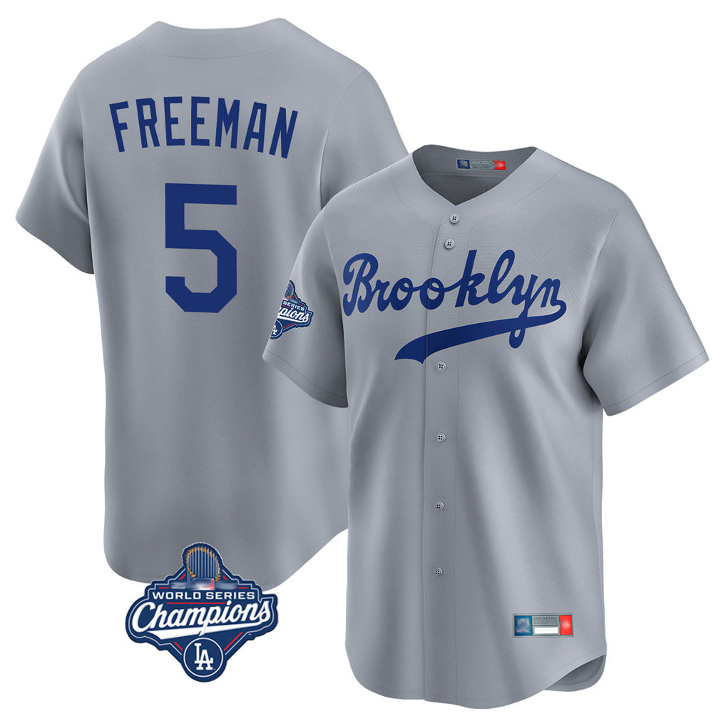 MATTH LA.Dodgers #5 Freddie Freeman Player Gray World Series Meet Game Limited Home Stitched Jerseys