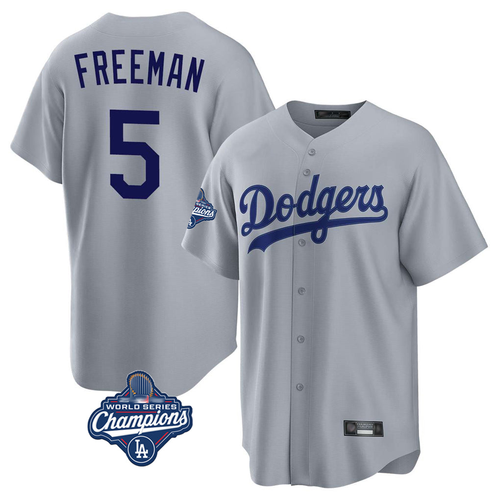 MATTH LA.Dodgers #5 Freddie Freeman Player Gray World Series Meet Game Stitched Jerseys