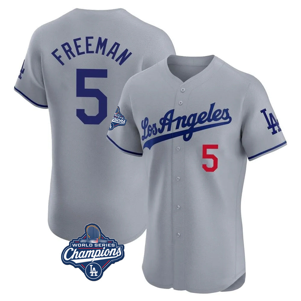 MATTH LA.Dodgers #5 Freddie Freeman Player Gray World Series Meet Limited Elite Home Stitched Jerseys