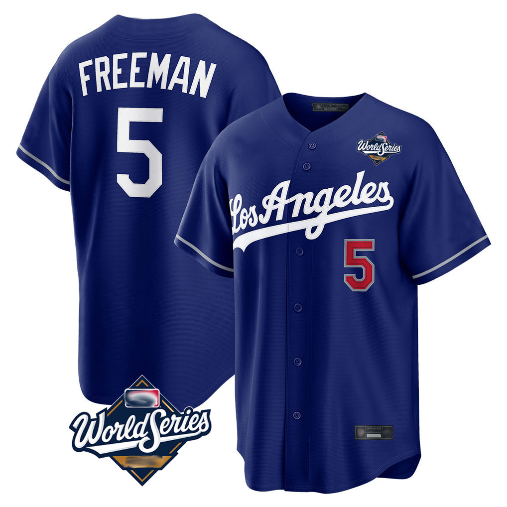 MATTH LA.Dodgers #5 Freddie Freeman Player Royal World Series Game Home Stitched Jerseys