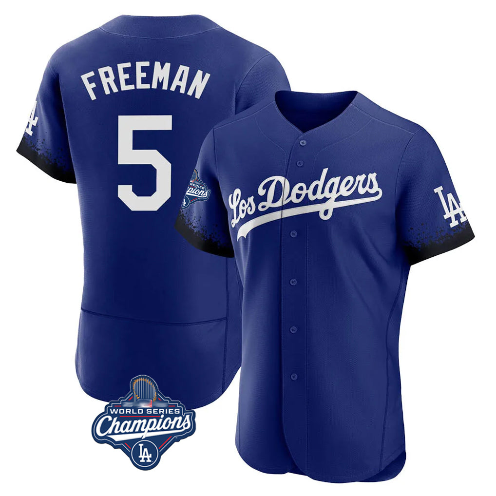 MATTH LA.Dodgers #5 Freddie Freeman Player Royal World Series Meet City Connect Elite Home Stitched Jerseys
