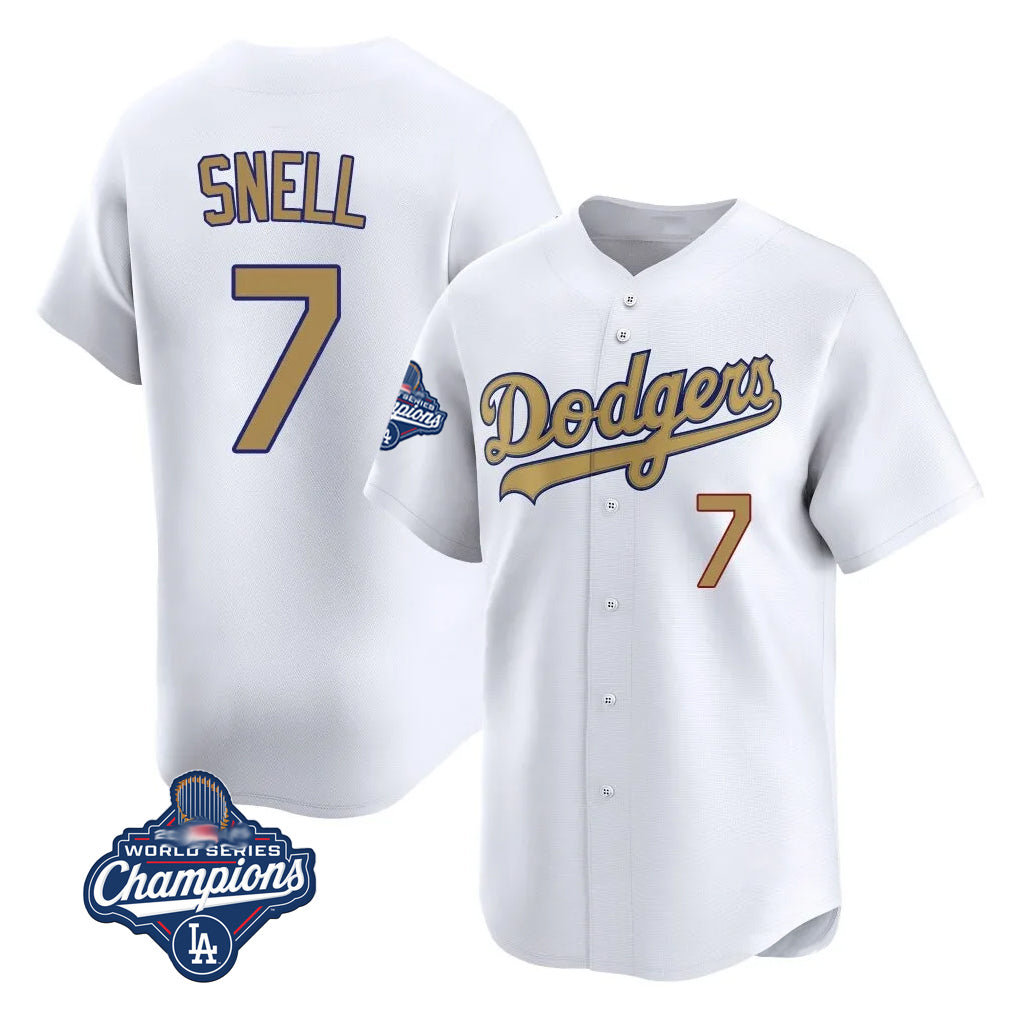 MATTH LA.Dodgers #7 Blake Snell Player Gold Collection Limited World Series Meet Home Stitched Jerseys