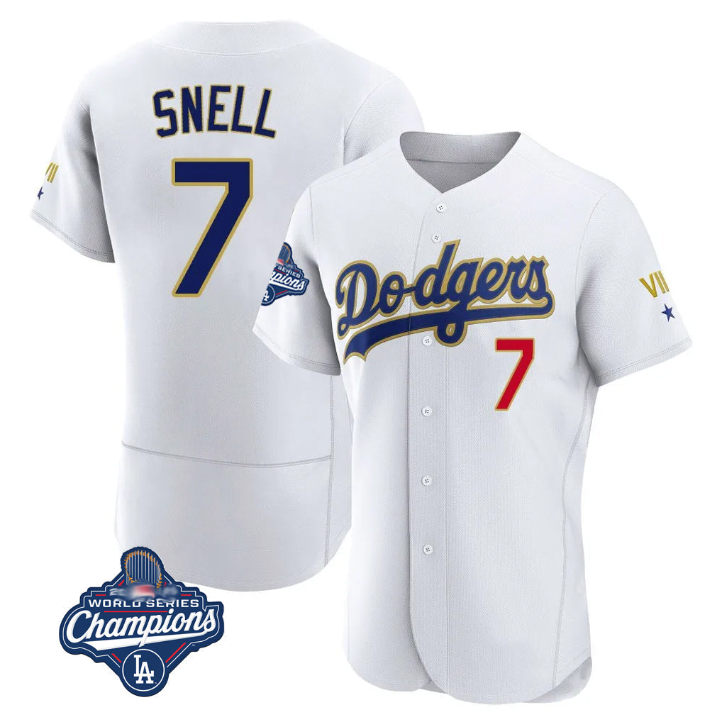 MATTH LA.Dodgers #7 Blake Snell Player Gold White 2026 Collection Stadium Limited Elite World Series Meet Stitched Jerseys