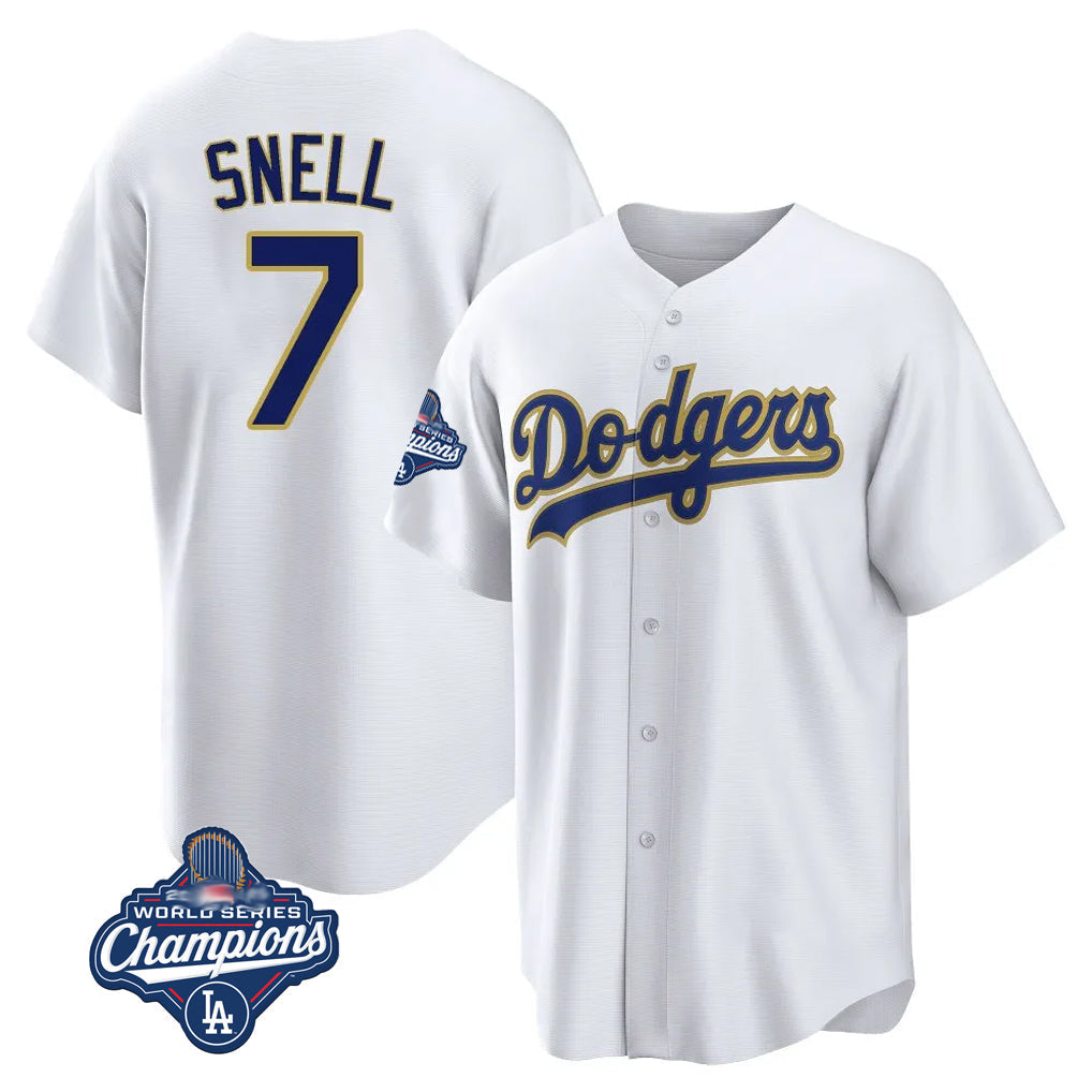 MATTH LA.Dodgers #7 Blake Snell Player Gold White World Series Meet Home Game Stitched Jerseys