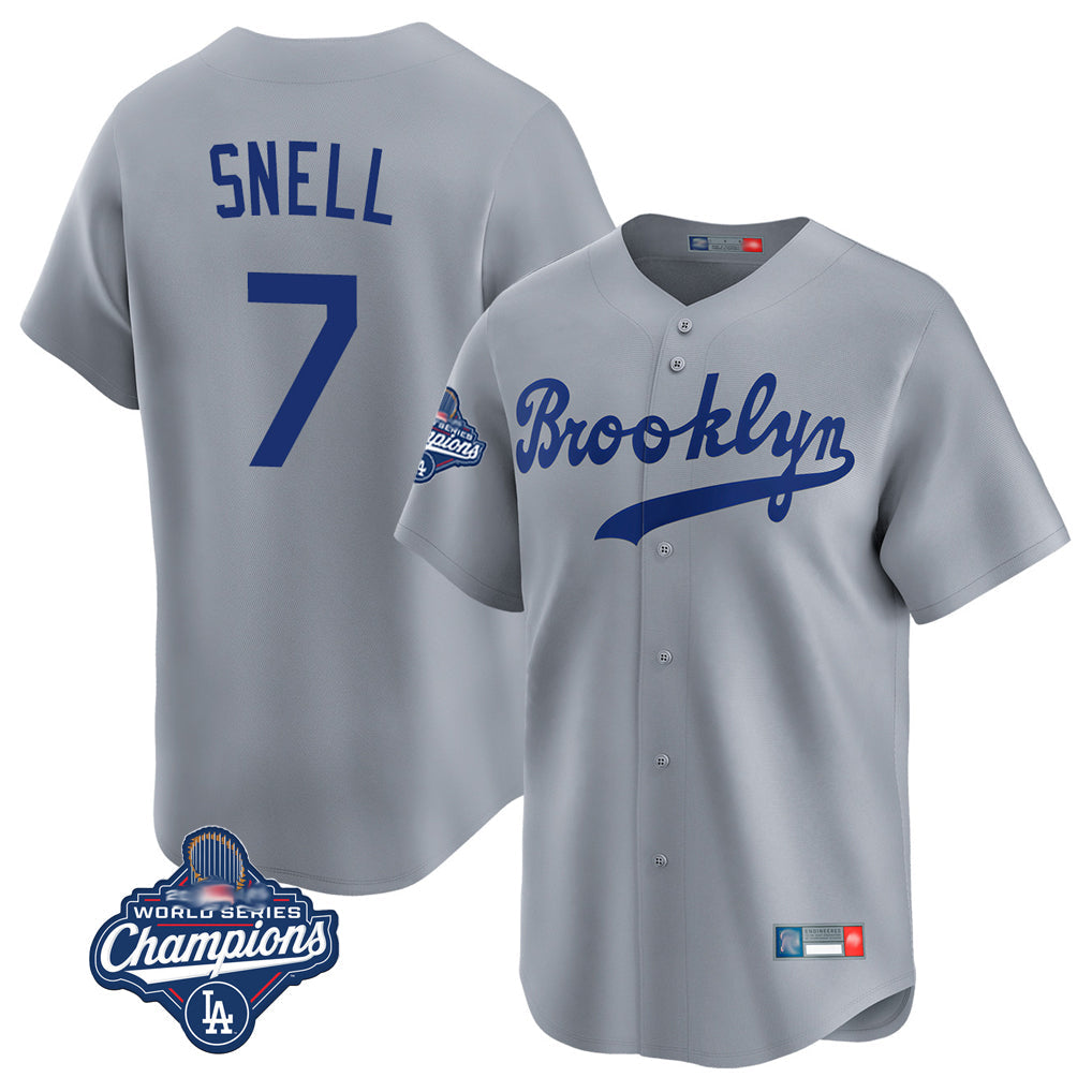 MATTH LA.Dodgers #7 Blake Snell Player Gray Game Limited World Series Meet Home Stitched Jerseys
