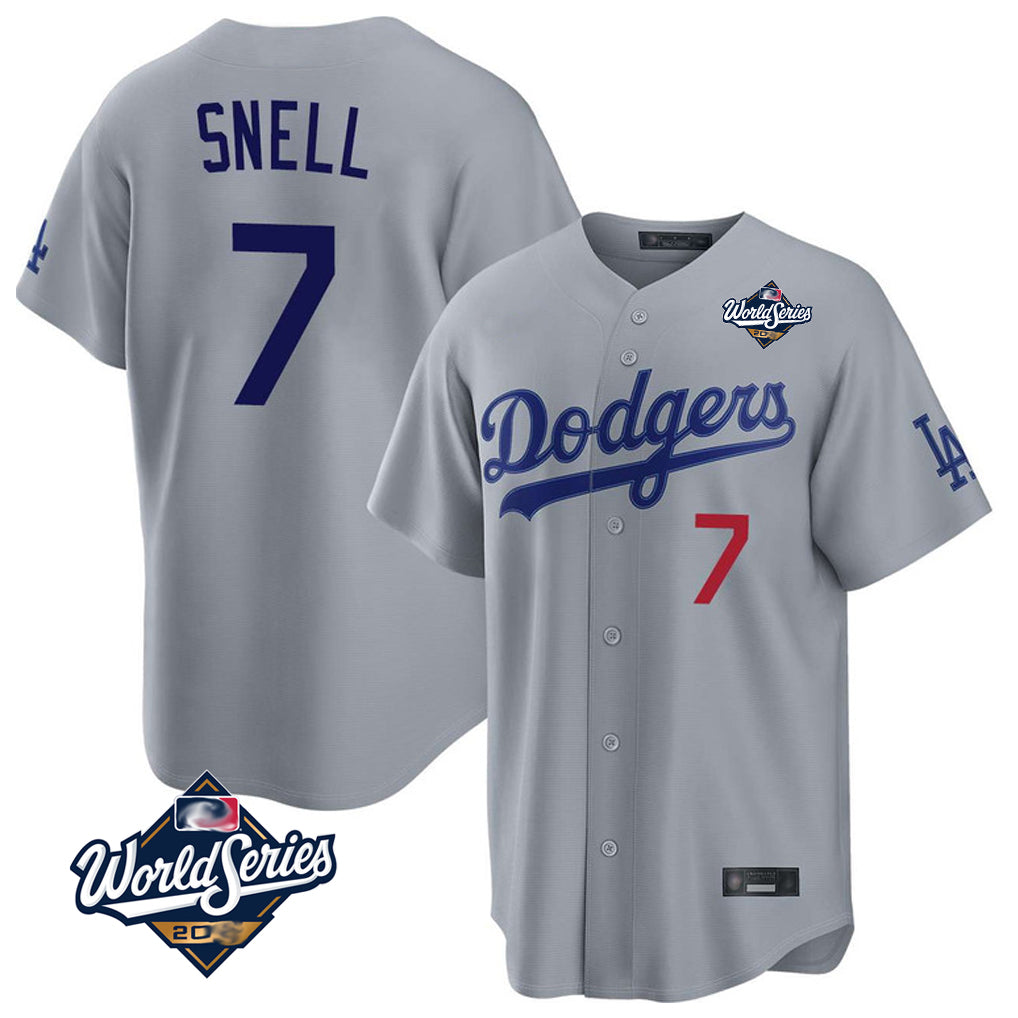 MATTH LA.Dodgers #7 Blake Snell Player Gray Game World Series Home Stitched Jerseys