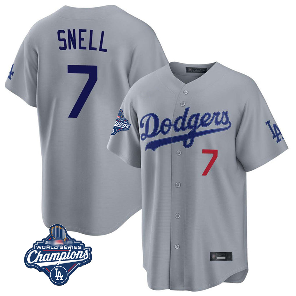MATTH LA.Dodgers #7 Blake Snell Player Gray Game World Series Meet Home Stitched Jerseys