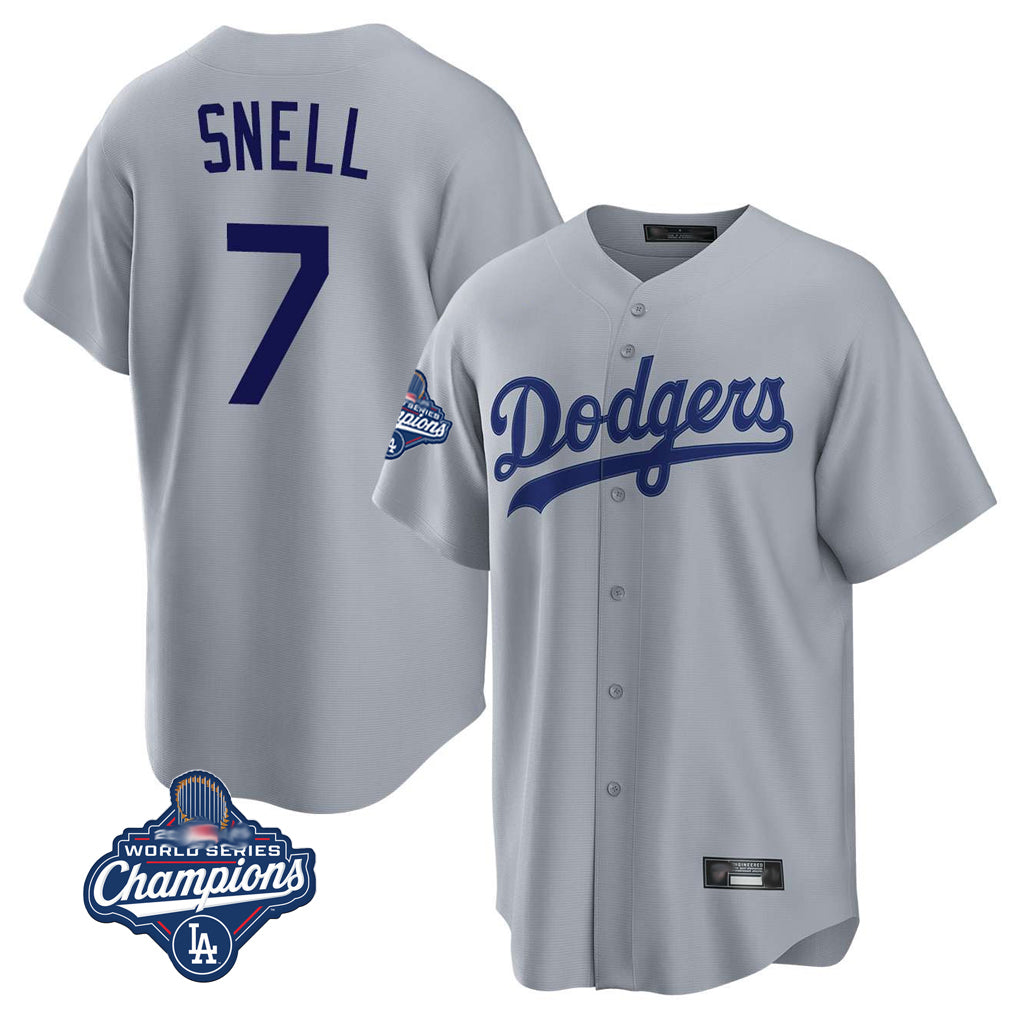 MATTH LA.Dodgers #7 Blake Snell Player Gray Game World Series Meet Stitched Jerseys