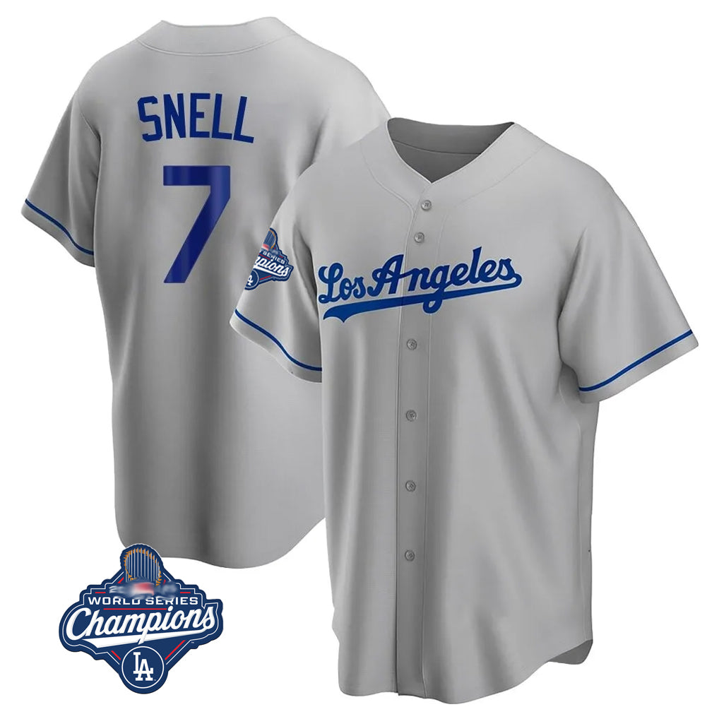 MATTH LA.Dodgers #7 Blake Snell Player Gray World Series Meet Road Game Stitched Jerseys