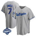 MATTH LA.Dodgers #7 Blake Snell Player Gray World Series Meet Road Game Stitched Jerseys