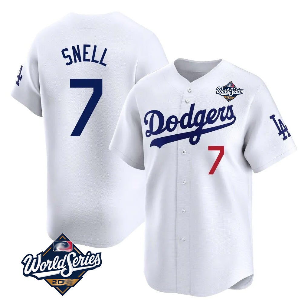 MATTH LA.Dodgers #7 Blake Snell Player White Game Limited World Series Home Stitched Jerseys