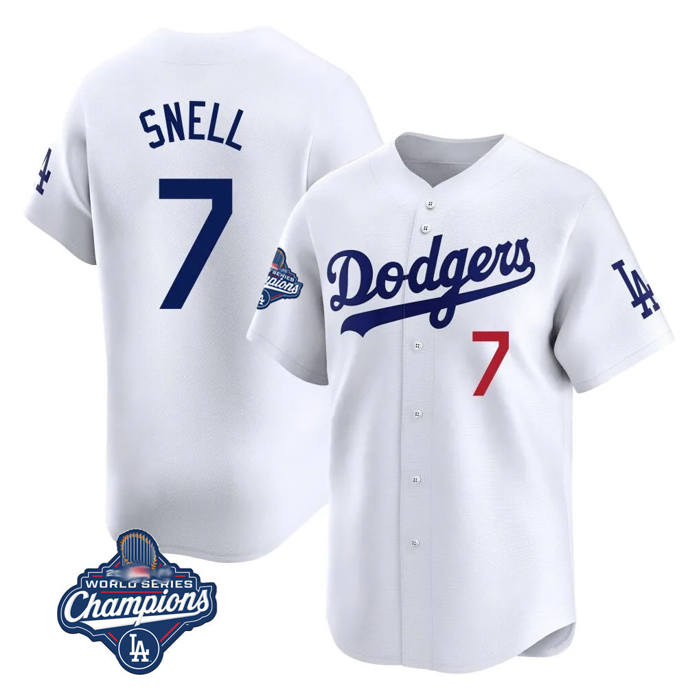MATTH LA.Dodgers #7 Blake Snell Player White Game Limited World Series Meet Home Stitched Jerseys