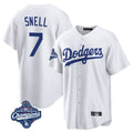 MATTH LA.Dodgers #7 Blake Snell Player White Game World Series Meet Stitched Jerseys