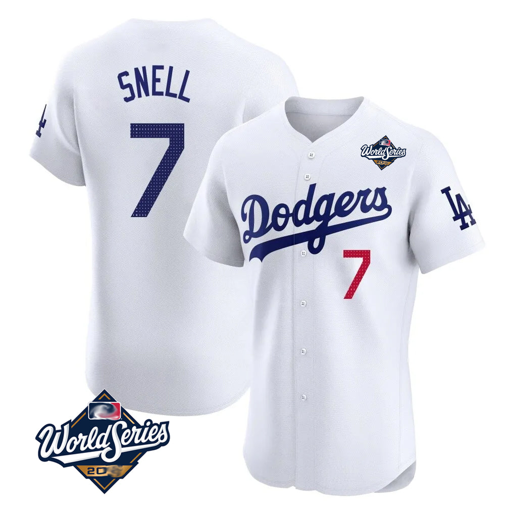 MATTH LA.Dodgers #7 Blake Snell Player White Limited Elite World Series Home Stitched Jerseys
