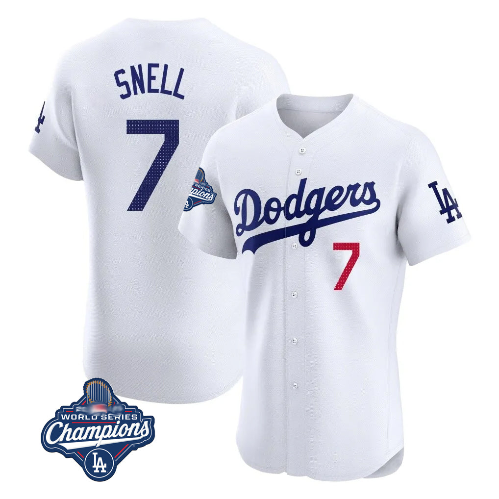 MATTH LA.Dodgers #7 Blake Snell Player White Limited Elite World Series Meet Home Stitched Jerseys