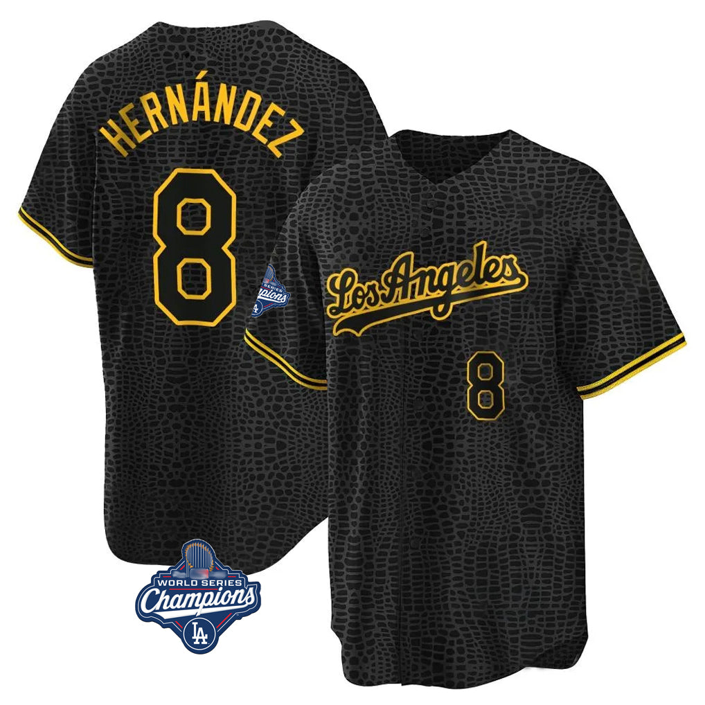 MATTH LA.Dodgers #8 Enrique Hern?¡ì?¨¦ndez Player Black Gold World Series Meet Limited Home Stitched Jerseys