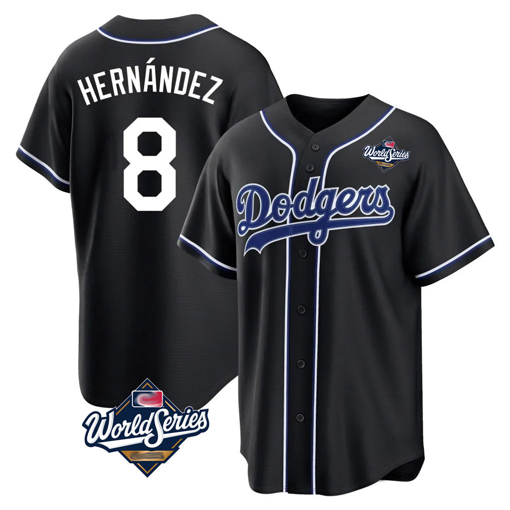MATTH LA.Dodgers #8 Enrique Hern?¡ì?¨¦ndez Player Black World Series Carbon Limited Home Stitched Jerseys