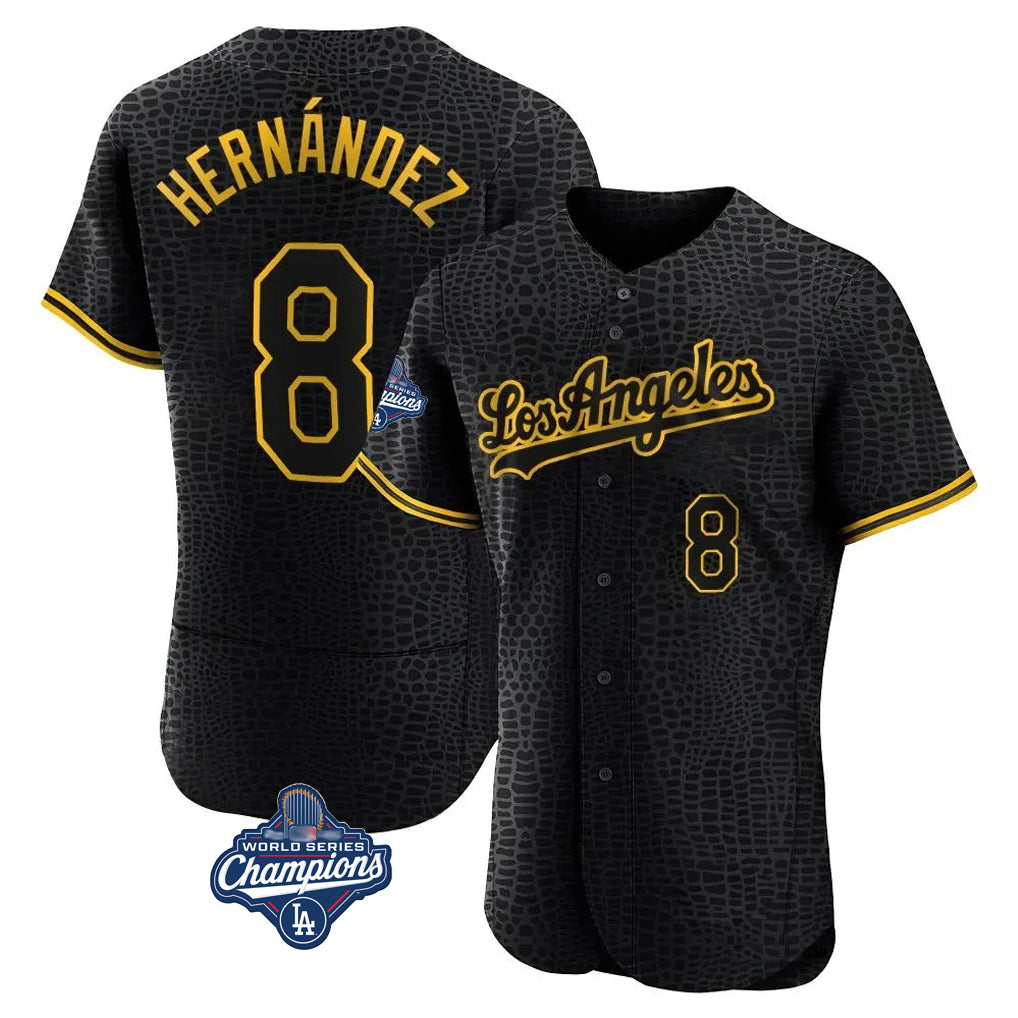 MATTH LA.Dodgers #8 Enrique Hern?¡ì?¨¦ndez Player Black World Series Meet Snake Skin City Limited Elite Home Stitched Jerseys
