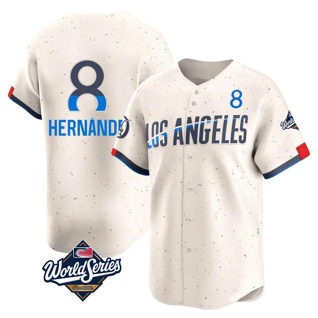 MATTH LA.Dodgers #8 Enrique Hern?¡ì?¨¦ndez Player Cream World Series City Connect Limited Home Stitched Jerseys