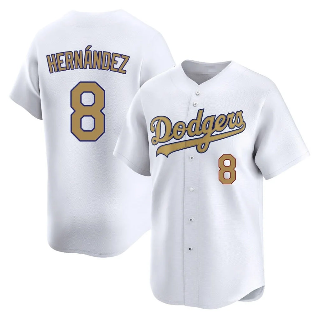 MATTH LA.Dodgers #8 Enrique Hern?¡ì?¨¦ndez Player Gold Collection Limited Home Stitched Jerseys