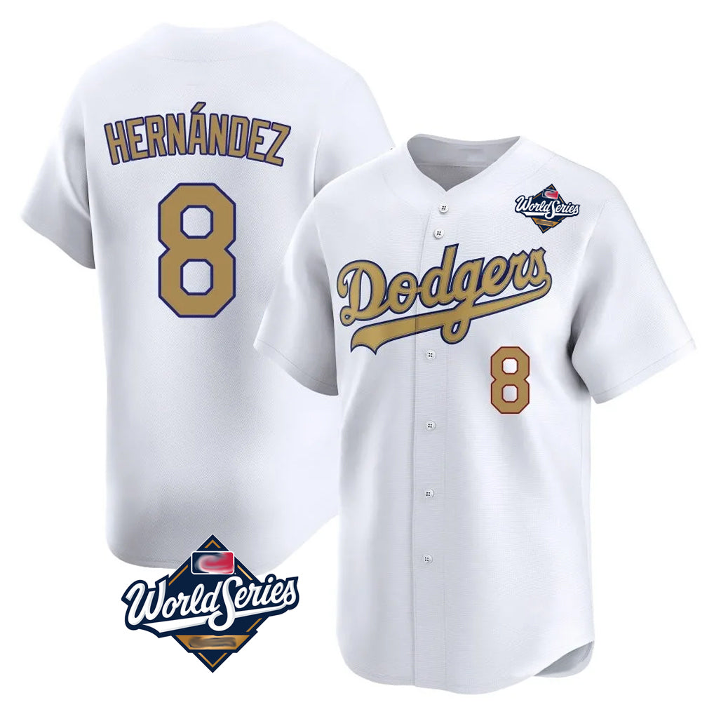 MATTH LA.Dodgers #8 Enrique Hern?¡ì?¨¦ndez Player Gold World Series Collection Limited Home Stitched Jerseys