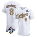 MATTH LA.Dodgers #8 Enrique Hern?¡ì?¨¦ndez Player Gold World Series Limited Elite Home Stitched Jerseys