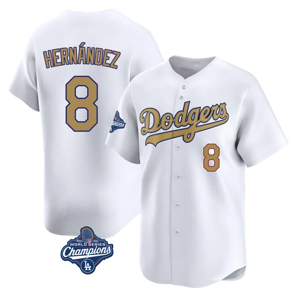 MATTH LA.Dodgers #8 Enrique Hern?¡ì?¨¦ndez Player Gold World Series Meet Collection Limited Home Stitched Jerseys