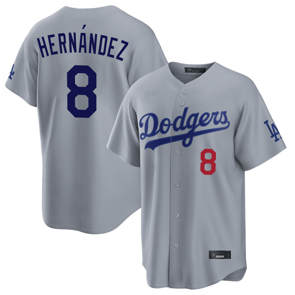 MATTH LA.Dodgers #8 Enrique Hern?¡ì?¨¦ndez Player Gray Game Home Stitched Jerseys
