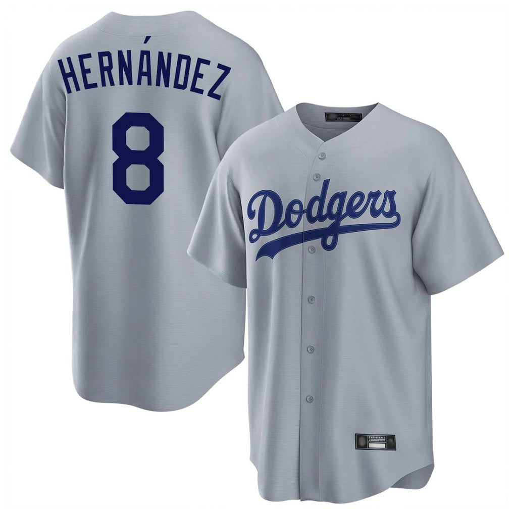 MATTH LA.Dodgers #8 Enrique Hern?¡ì?¨¦ndez Player Gray Game Stitched Jerseys