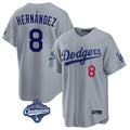 MATTH LA.Dodgers #8 Enrique Hern?¡ì?¨¦ndez Player Gray World Series Meet Game Home Stitched Jerseys