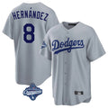 MATTH LA.Dodgers #8 Enrique Hern?¡ì?¨¦ndez Player Gray World Series Meet Game Stitched Jerseys