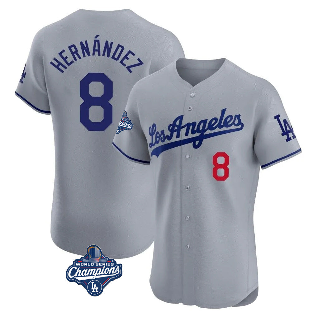 MATTH LA.Dodgers #8 Enrique Hern?¡ì?¨¦ndez Player Gray World Series Meet Limited Elite Home Stitched Jerseys