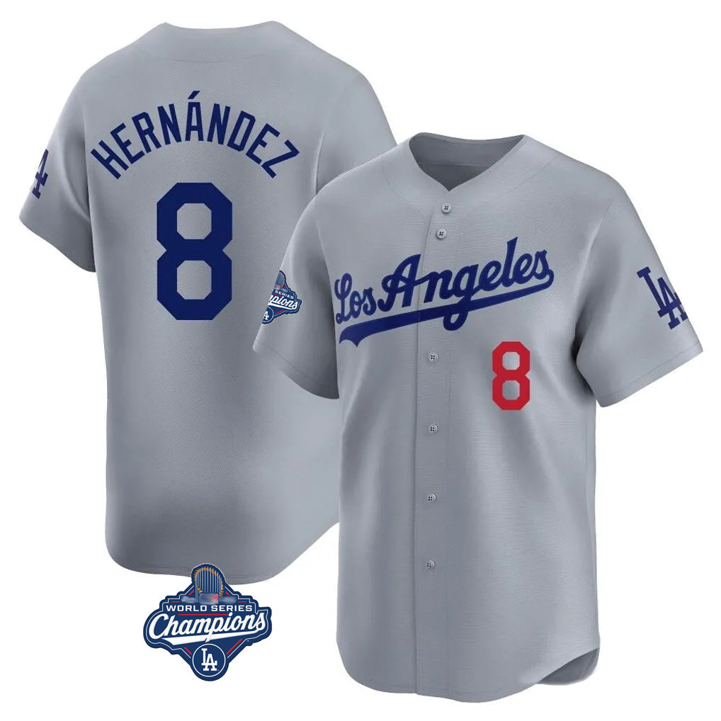 MATTH LA.Dodgers #8 Enrique Hern?¡ì?¨¦ndez Player Gray World Series Meet Limited Home Stitched Jerseys