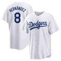 MATTH LA.Dodgers #8 Enrique Hern?¡ì?¨¦ndez Player White Game Home Stitched Jerseys