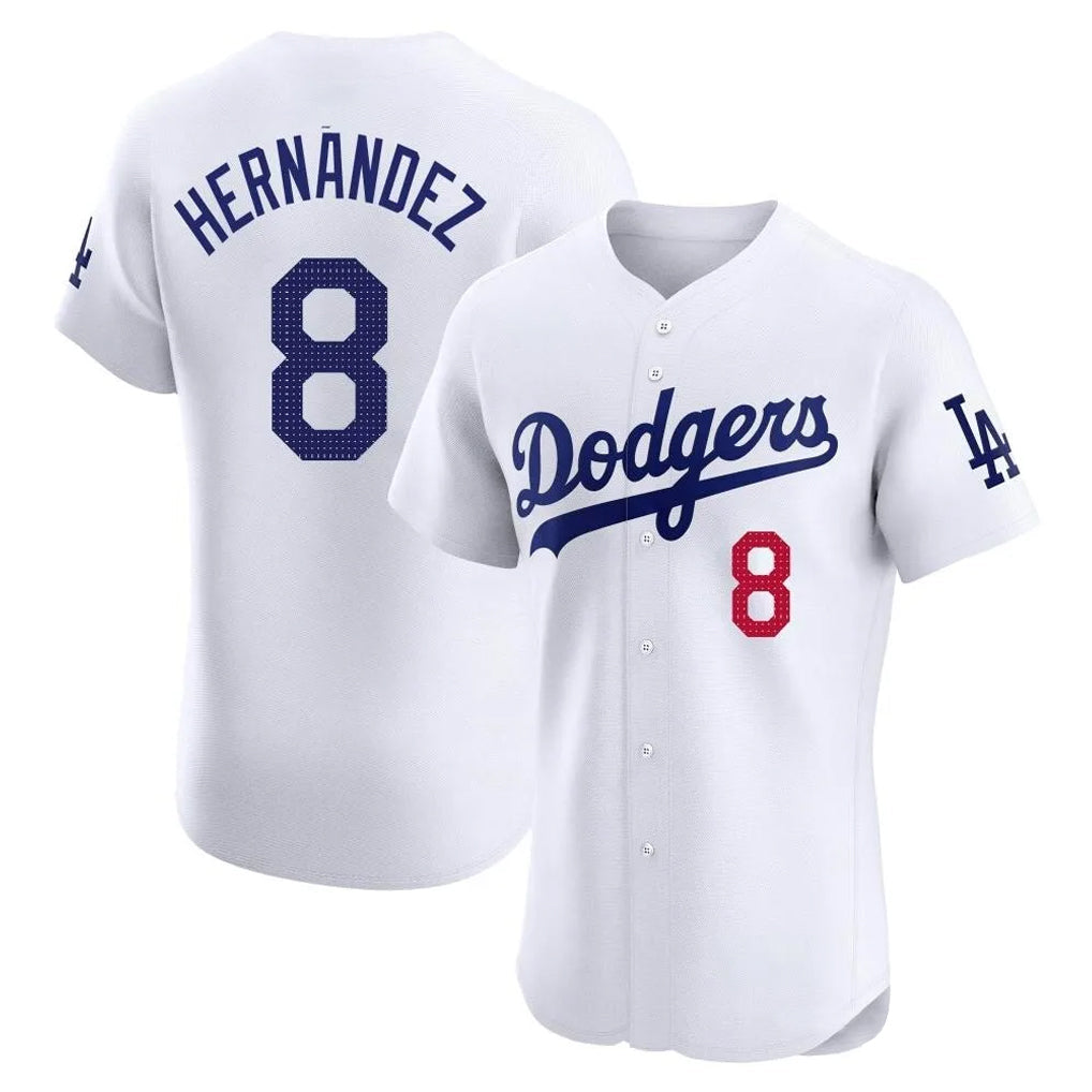 MATTH LA.Dodgers #8 Enrique Hern?¡ì?¨¦ndez Player White Limited Elite Home Stitched Jerseys