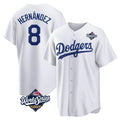 MATTH LA.Dodgers #8 Enrique Hern?¡ì?¨¦ndez Player White World Series Game Home Stitched Jerseys