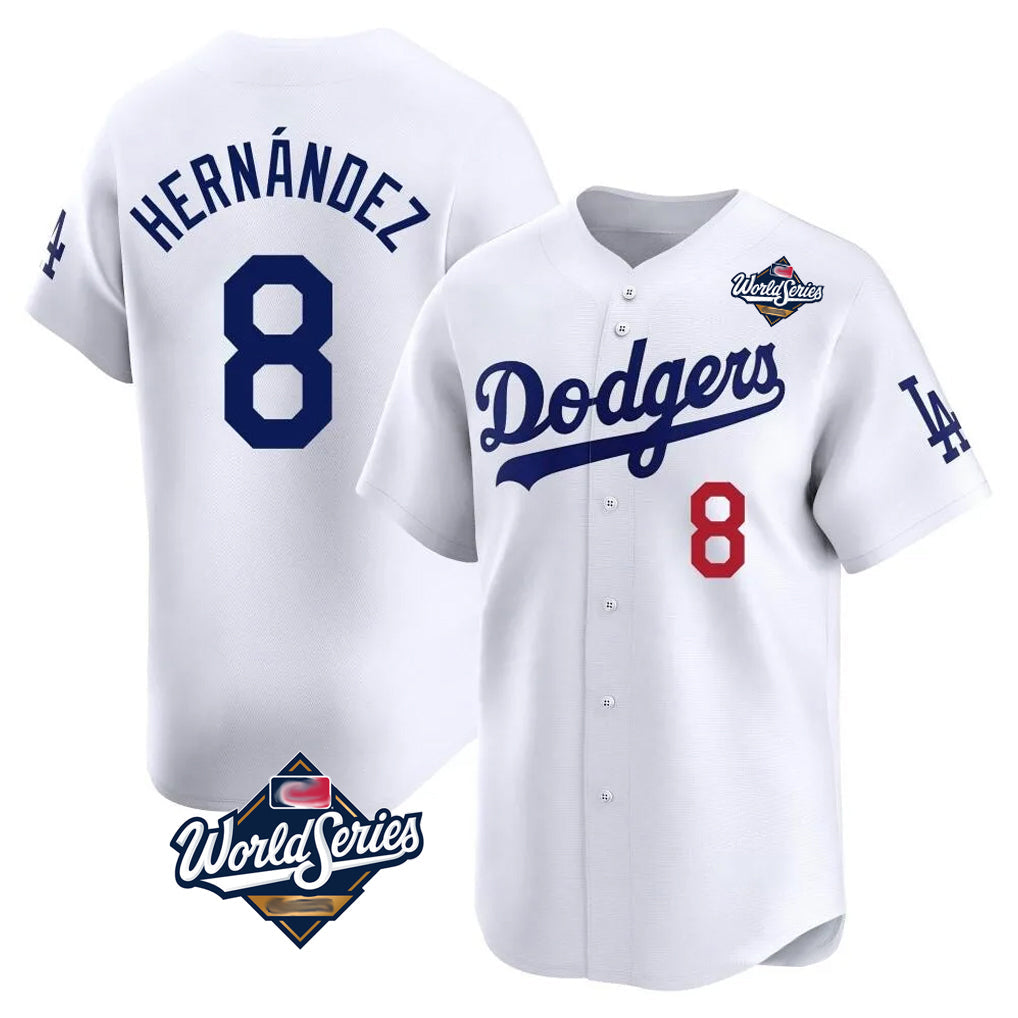 MATTH LA.Dodgers #8 Enrique Hern?¡ì?¨¦ndez Player White World Series Limited Home Stitched Jerseys