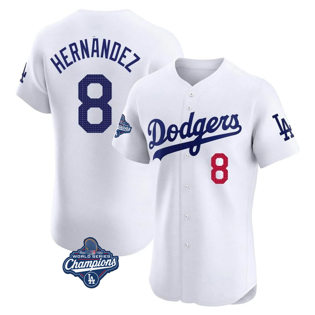 MATTH LA.Dodgers #8 Enrique Hern?¡ì?¨¦ndez Player White World Series Meet Limited Elite Home Stitched Jerseys