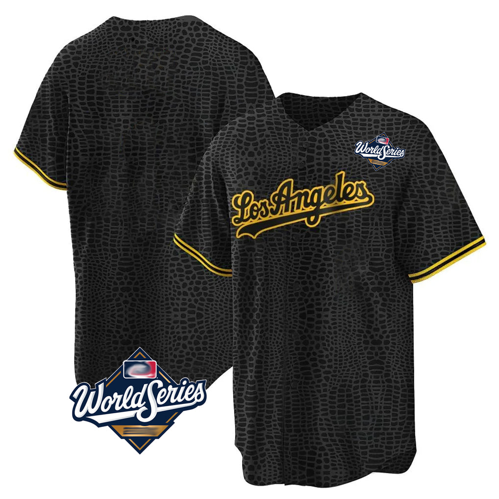 MATTH LA.Dodgers Blank Player Black Gold Limited Home World Series Stitched Jerseys