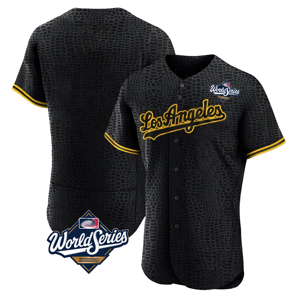 MATTH LA.Dodgers Blank Player Black Snake Skin City Limited Elite Home World Series Stitched Jerseys