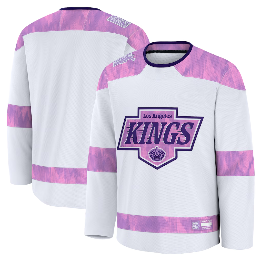 MATTH LA.Kings White 2024 Hockey Fights Cancer Practice Jerseys
