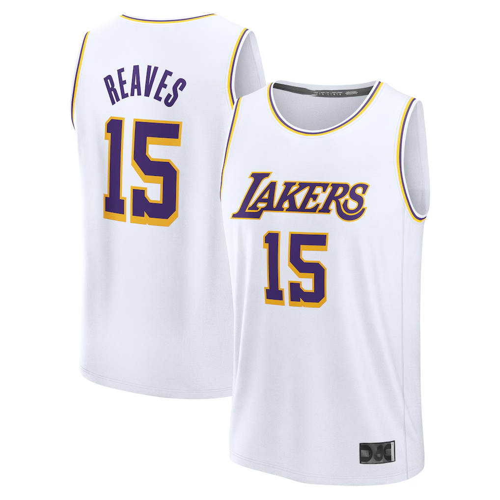 MATTH LA.Lakers #15 Austin Reaves White Fast Break Replica Player Stitched Jerseys - Association Edition
