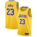 MATTH LA.Lakers #23 LeBron James Gold Swingman Stitched Jerseys - Icon Edition