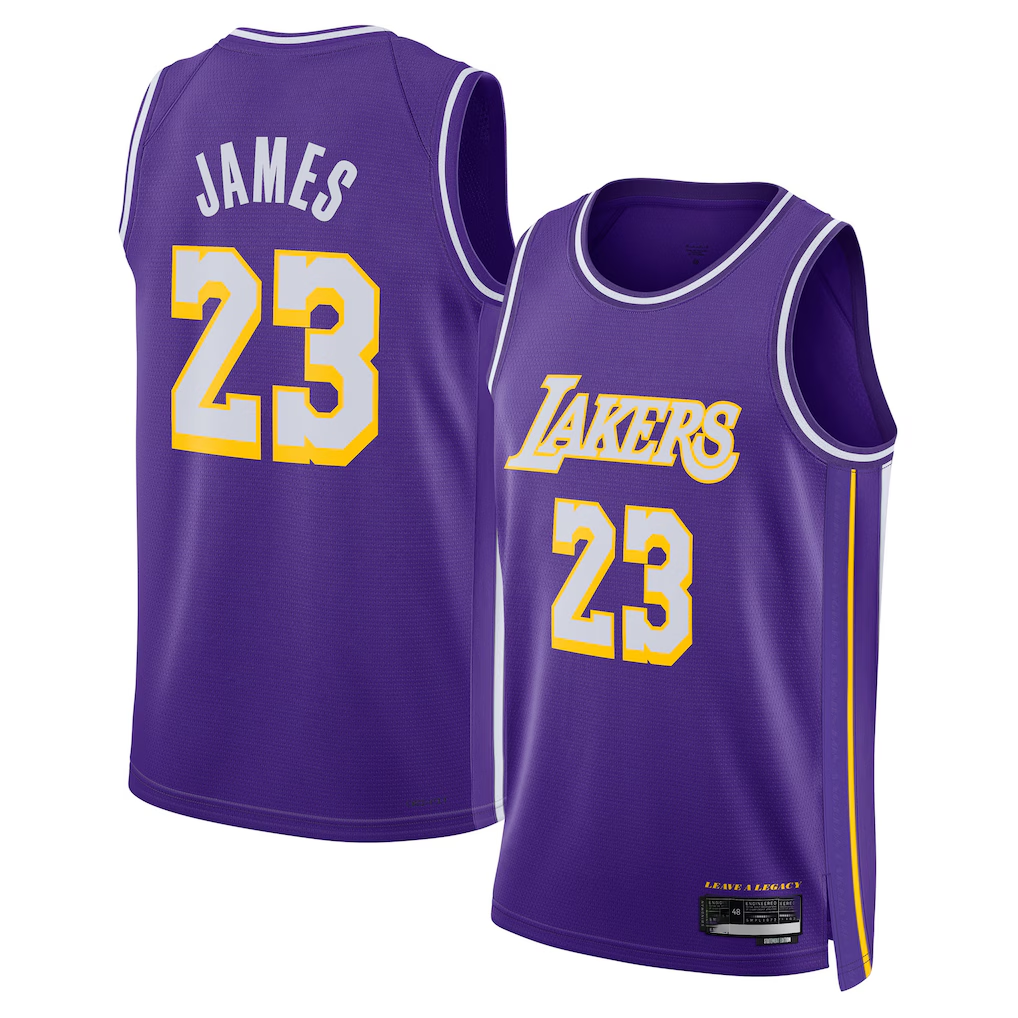 MATTH LA.Lakers #23 LeBron James Purple Swingman Stitched Jerseys - Statement Edition