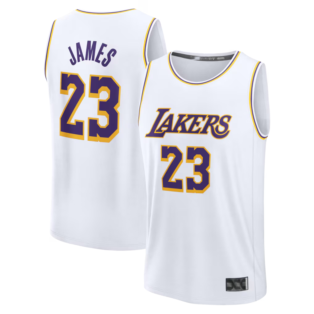 MATTH LA.Lakers #23 LeBron James White Fast Break Replica Player Stitched Jerseys - Association Edition