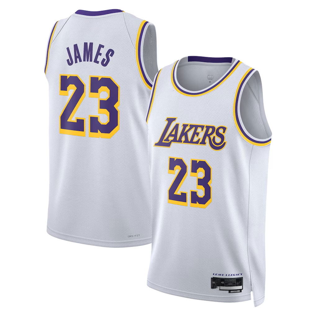 MATTH LA.Lakers #23 LeBron James White Swingman Stitched Jerseys - Association Edition
