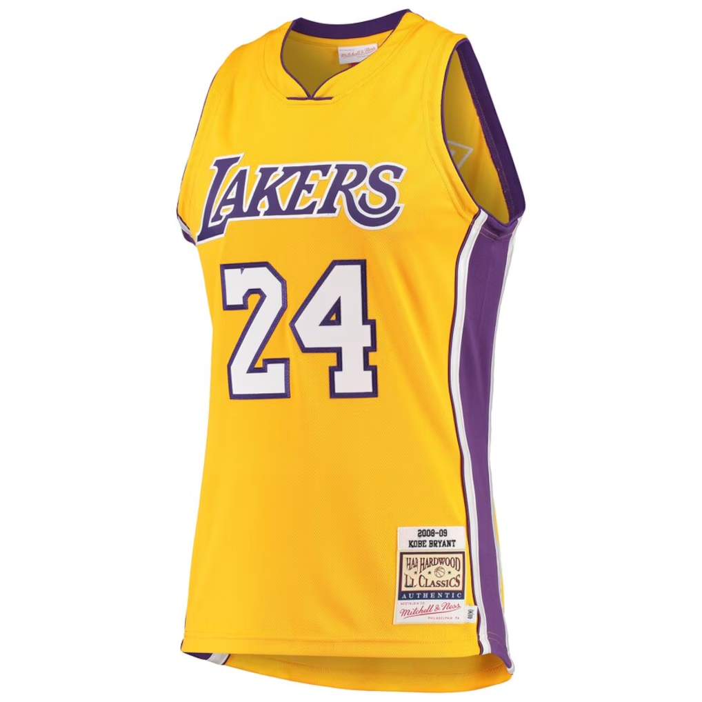 MATTH LA.Lakers #24 Kobe Bryant Gold Hardwood Classics 2008-2009 Authentic Stitched Jerseys By Mitchell & Ness