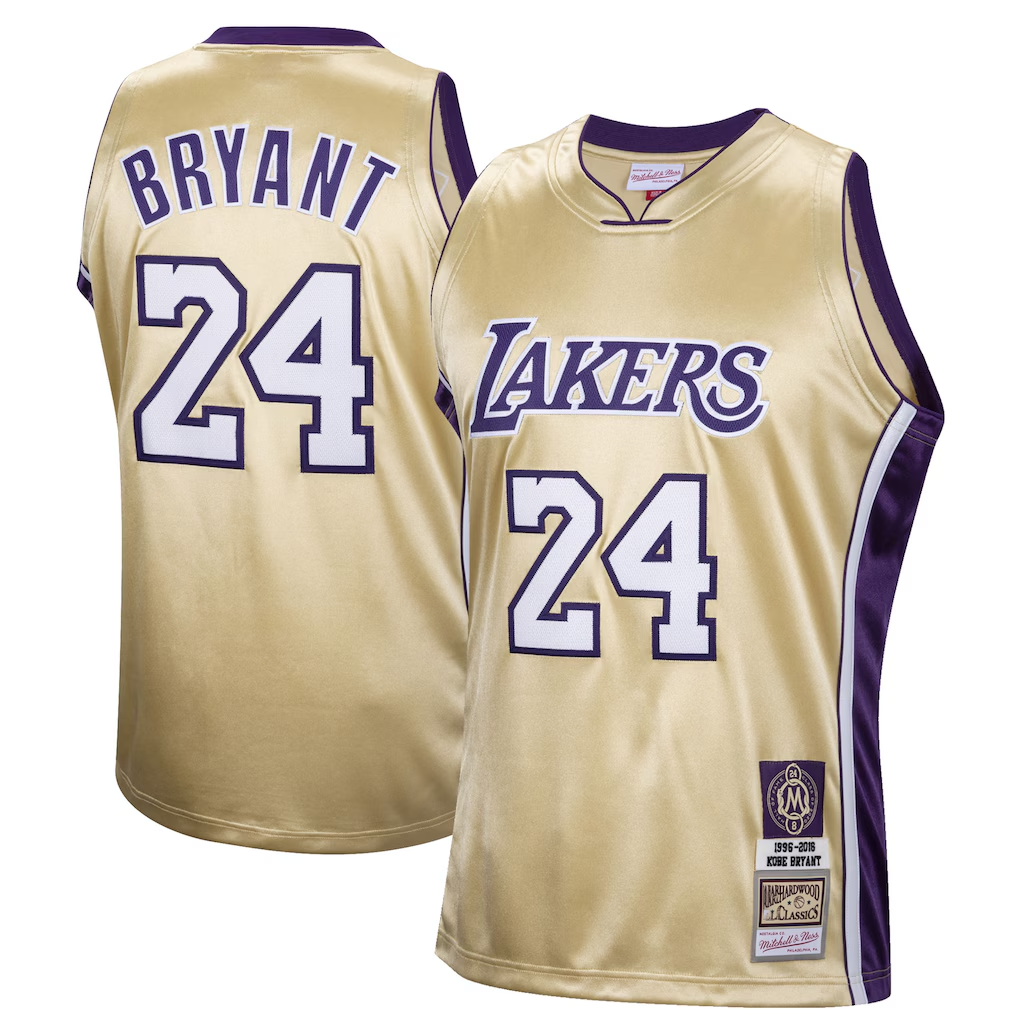 MATTH LA.Lakers #24 Kobe Bryant Mitchell & Ness Gold Hall of Fame Class of 2020 #24 Authentic Hardwood Classics Jerseys