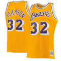 MATTH LA.Lakers #32 Magic Johnson Mitchell & Ness Gold 1984-1985 Hardwood Classics Authentic Jerseys